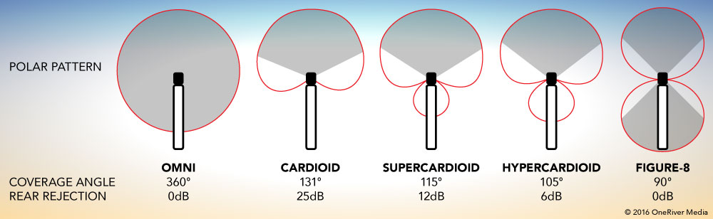 Various microphone polar patterns